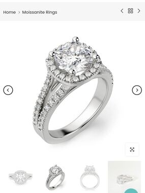 Read Your Heart Halo Moissanite Engagement Ring in Sterling Silver NIB sz 7